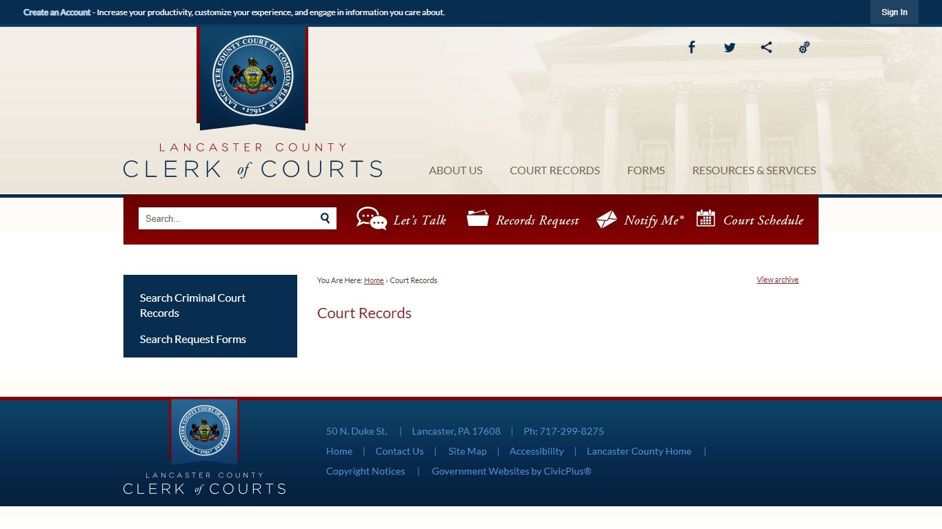 Court Records | Lancaster County Clerk of Courts, PA